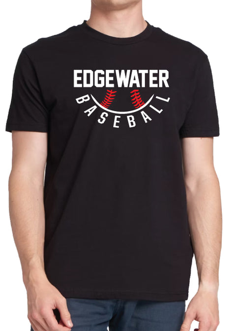 Edgewater Baseball Ball Tee - Black Cotton Tee (Youth, ladies and Adult sizes)