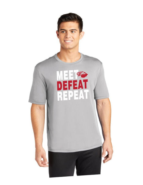 2023-Meet Defeat Repeat Silver Dry Fit Tee - JennaBenna