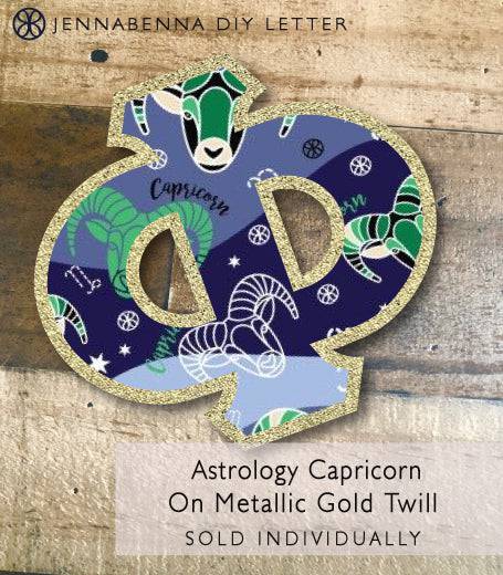 Exclusive Astrology Capricorn on Metallic Gold Twill DIY Letter - JennaBenna