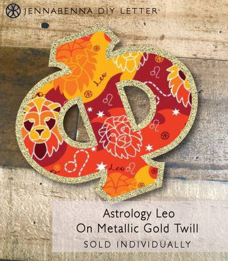 Exclusive Astrology Leo on Metallic Gold Twill DIY Letter - JennaBenna