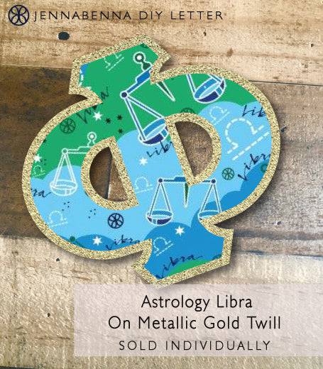 Exclusive Astrology Libra on Metallic Gold Twill DIY Letter - JennaBenna