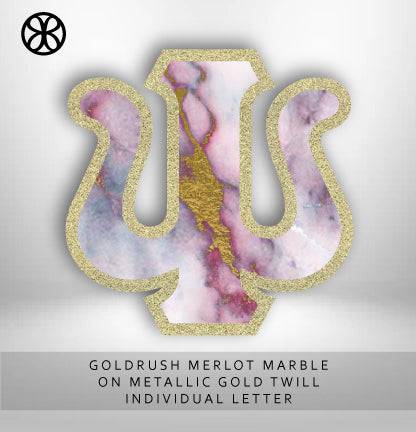 Goldrush Merlot on Metallic Gold Twill DIY Letter - JennaBenna