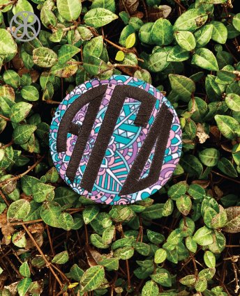 Large Embroidered Circle Greek Sorority Pin Back Button - Design 20 - JennaBenna