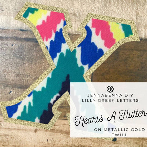 Lilly Hearts A Flutter On Metallic Gold Twill Twill - JennaBenna