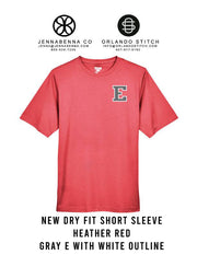 2022- Edgewater Dry Fit Heather Red Short Sleeve - Gray E with White Outline - JennaBenna