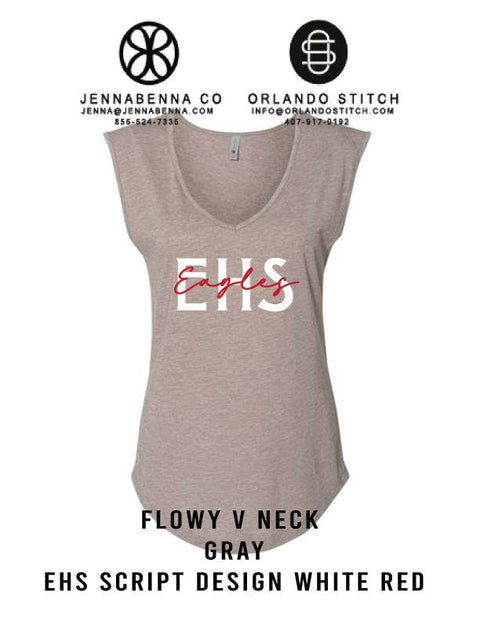 2022 Edgewater Flowy V Neck Ladies Tee - EHS Craftsman Design - JennaBenna