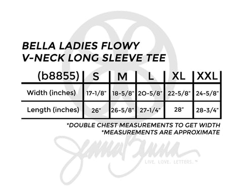 Bella Ladies Flowy V-Neck Long Sleeve Tee - JennaBenna
