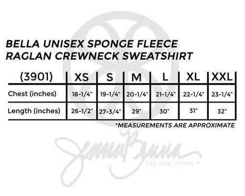 Bella Unisex Sponge Fleece Raglan Crewneck Sweatshirt - JennaBenna