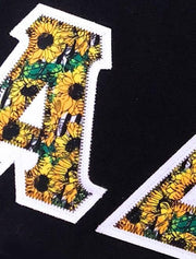 Black V-Neck With Sunflower Heaven Fabric On White Twill - JennaBenna