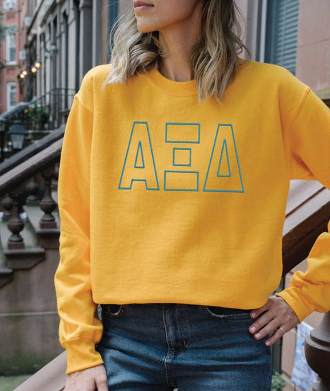 Block Outline Design Greek Embroidered Sweatshirt - JennaBenna