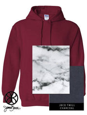 Cardinal Red Hoodie With Marble Bianco Venato On Charcoal Twill - JennaBenna