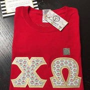 Chi Omega Exclusive Crest Fabric Perfect Combo Tee - JennaBenna