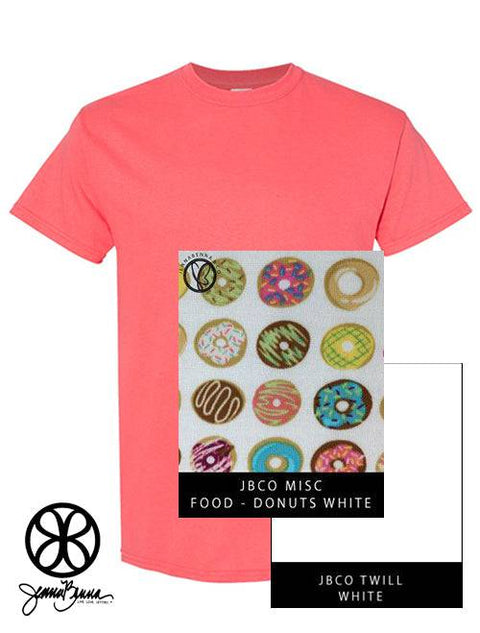 Coral Silk Crewneck With Donuts White On White Twill - JennaBenna