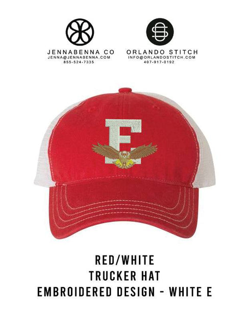 EHS - Embroidered Logo - Red Hat with White Mesh - JennaBenna
