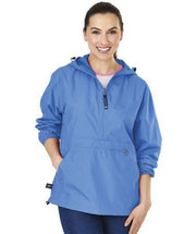 Embroidered Barb Solid Color Unlined Anorak Jacket - JennaBenna