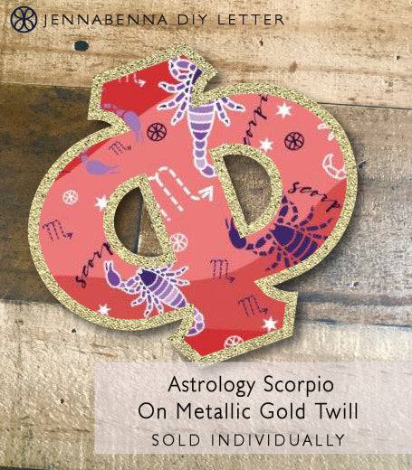 Exclusive Astrology Scorpio on Metallic Gold Twill DIY Letter - JennaBenna