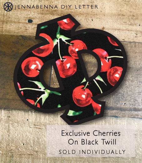Exclusive Cherries on Black Twill DIY Letter - JennaBenna