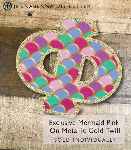 Exclusive Mermaid Pink on Metallic Pink Twill DIY Letter - JennaBenna