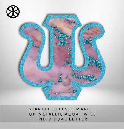 Exclusive Sparkle Celeste Marble on Metallic Aqua Twill - JennaBenna