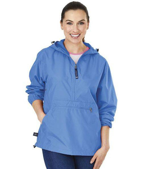 Fabric Greek Letter Barb Solid Color Unlined Anorak Jacket - JennaBenna