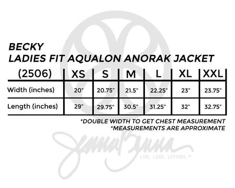 Fabric Greek Letter Becky Ladies Fit Aqualon Anorak Jacket - JennaBenna