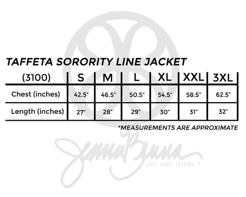 Fabric Greek Letter Taffeta Sorority Line Jacket - JennaBenna