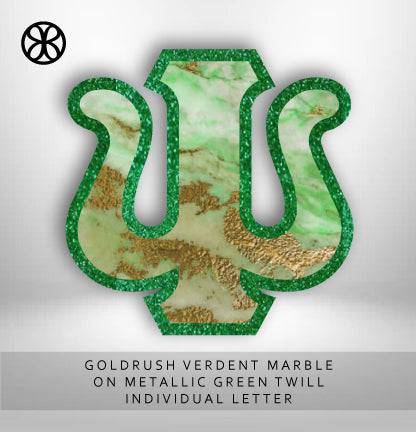 Goldrush Verdant on Metallic Green Twill DIY Letter - JennaBenna