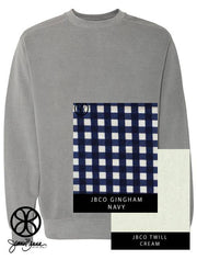 Grey Sweatshirt With Navy Gingham On Cream Twill - JennaBenna