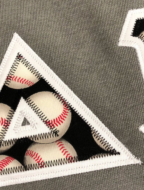 Grey Sweatshirt With Sports Baseballs On White Twill - JennaBenna