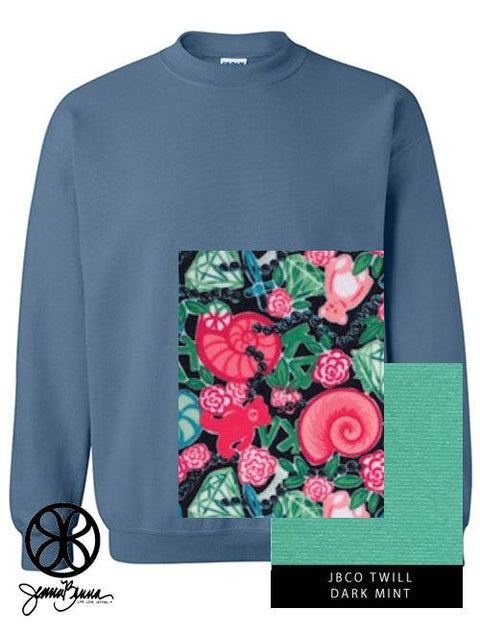 Kappa Delta Couture Dark On Couture Dark Mint Twill Indigo Blue Crewneck Sweatshirt - JennaBenna