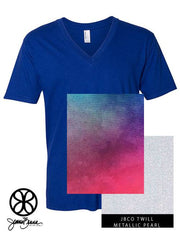 Lapis V-Neck With Ombre Cool On Metallic Pearl Twill - JennaBenna