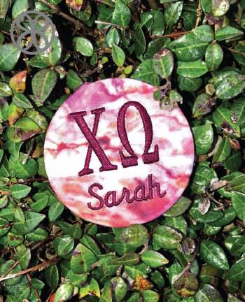 Large Embroidered Sorority Letter Pin Back Button - Design 5 - JennaBenna