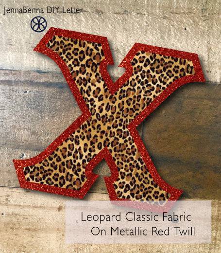 Leopard Classic Fabric on Metallic Red Twill - JennaBenna