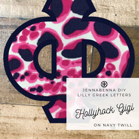 Lilly Hollyhock Gigi Fabric On Navy Blue Twill - JennaBenna