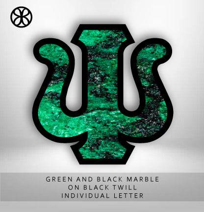 Marbles Green And Black On Black Twill DIY Letter - JennaBenna