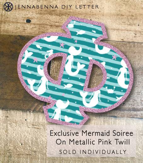 Mermaid Soiree On Metallic Pink Twill DIY Letter - JennaBenna