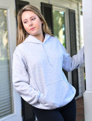 Navy Hoodie With Marble Venice On Lavender Twill - JennaBenna