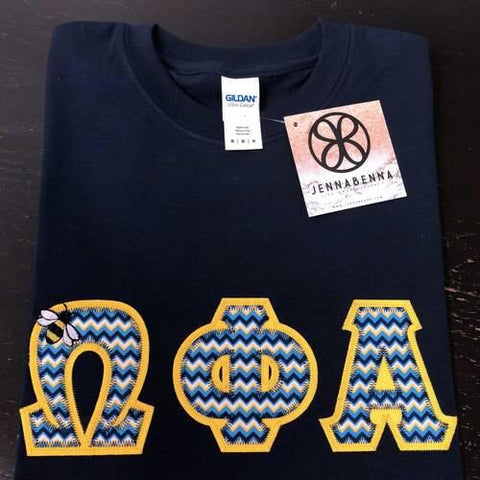 Omega Phi Alpha Chevron Perfect Combo Tee With Embroidered Bee - JennaBenna