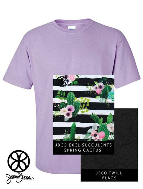 Orchid Crewneck With Succulents Spring Cactus On Black Twill - JennaBenna