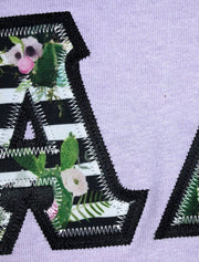 Orchid Crewneck With Succulents Spring Cactus On Black Twill - JennaBenna