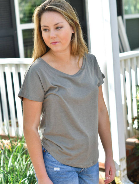 Premium Heather Slouchy Tee With Hand Glitterized Marble Silvermine Pinky Peach Ice On Light Coral Twill - JennaBenna