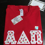 Red Crewneck With Berries And Dots On White Twill - JennaBenna