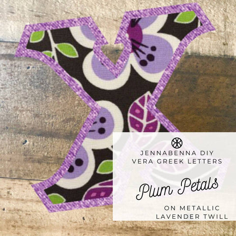 Vera Plum Petals On Metallic Lavender Twill - JennaBenna